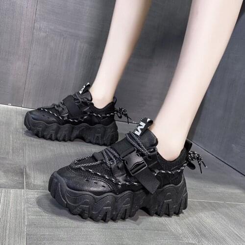 Black sports shoes students all-match casual shoes thick-soled old shoes ins trendy shoes