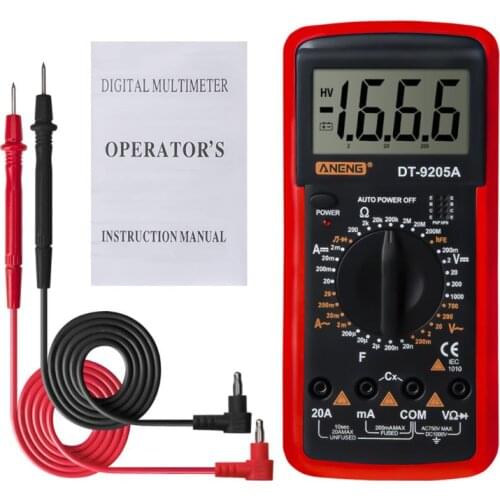 DT9205A Digital Multimeter hFE AC DC Triode Diode Resistance Amp Electric Tester