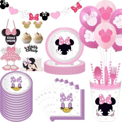 Disney Minnie Mouse Birthday Party Supplies and Decorations for Minnie Birthday Party Disposable tableware decor
