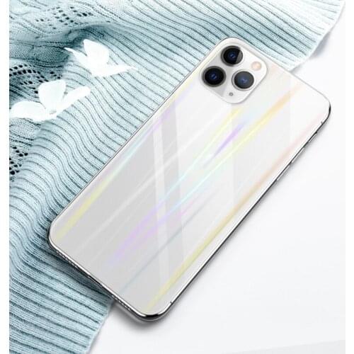 For iPhone 11 / 11Pro / 11 Pro Max Aurora Twilight Transparent Simple Glass Phone Protective Case