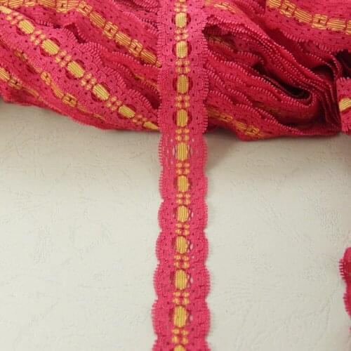 Stretch elastic lace tirm sewing/clothes/Apparel accessories double color red&yellow 24mm width H97(3)