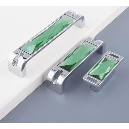 High Quality Crystal Knobs For Furniture Wardrobe Cabinet Handle Sliding Glass Door Pull Kitchen Room Handles Contracted Decora