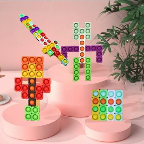 10-50 PCS Fidget Simple Dimple Toy DIY Building Blocks Silicone Fidget Stress Relief Hand Educational Toy Brick For Adult Kids