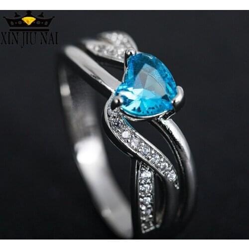 6 Colors Heart Ring White Gold AAAAA Zircon Cz Engagement Wedding Band Rings For Women Bridal Valentines Day Jewelry