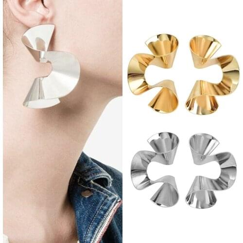 Hot Sale Fashion Women New Jewelry Personality Exaggerated S-Shaped Metal Earrings Wholesale #273133