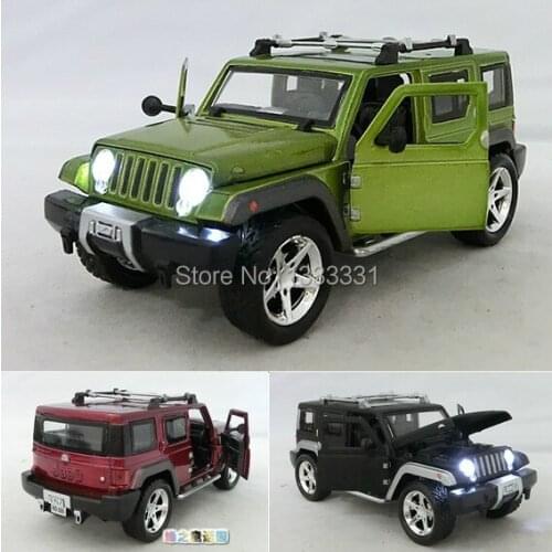 Die cast caibo 1:32 Jeep SUV Wrangler Pull Back Acousto-optic Toys Classic Alloy Antique Car Model Wholesale gld3