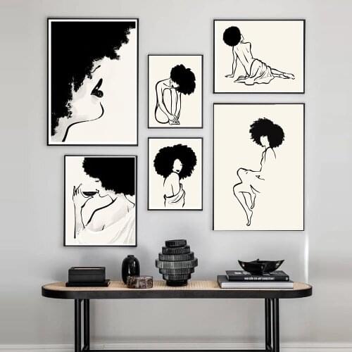 Minimalist Wine Glass Woman Line Art drawing Body Wall Canvas Paintings Female Figure Posters Prints Decoration for Living Room