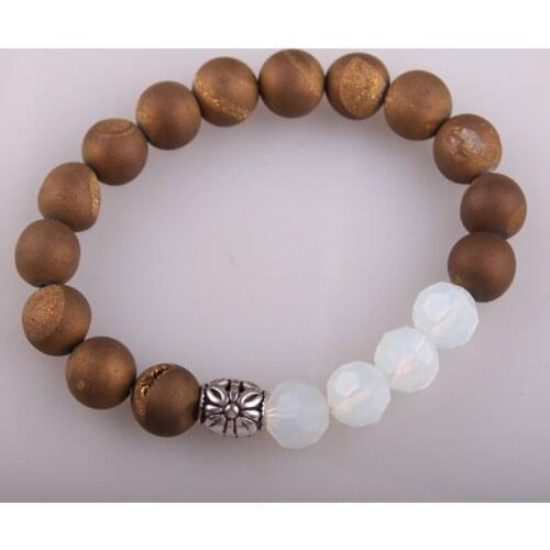 Fashion Energy Bracelets Made By 10mm Glass Crystal and Beautiful Natural Agat Druzy Bracelet