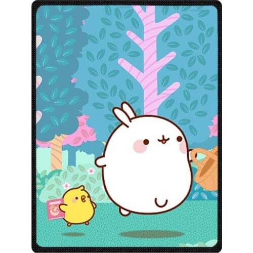 Molang rabbit Printed Blanket Custom Fleece Blankets Soft Sherpa Travel Blanket for Boys Kids Girl Bedspread