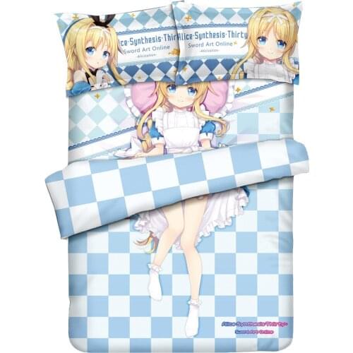 Anime Sword Art Online Alice Synthesis Thirty 4pcs Bedding Set With Pilloccase +Bed Sheet+Duvet Cover For Kids Room