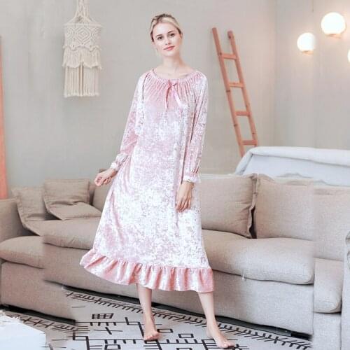 Plus size XXL autumn winter new female nightgown night dress women nightwear lingerie sexy princess sleepwear sleeping dress