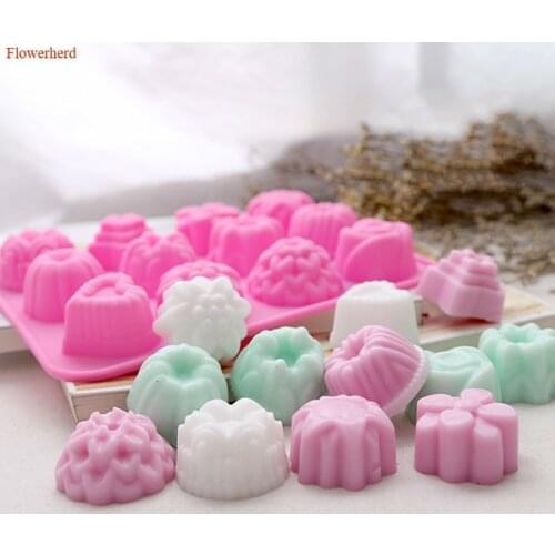 New Fondant Tools DIY Handmade Soap Silicone Mold 12 Holes Flowers Heart Mold Silicone Mold Cake Decors Chocolate Mold