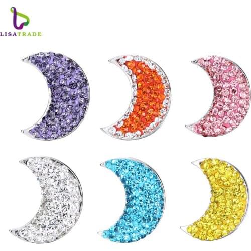 Snap Jewelry 5PCS "Moon" rhinestone delicate snap button fit for Snap Button bracelet and pendant LSSN022*5--LSSN022-6*5