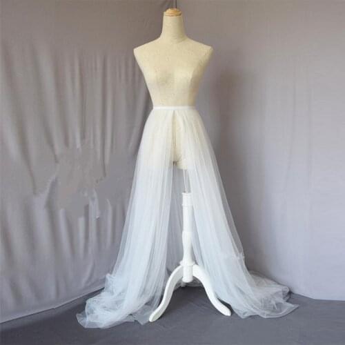 White Detachable Tulle 5 layers Elastic Waistband for Bridal Overlay Skirt for Wedding Long Train Skirt Detachable Skirt 2021