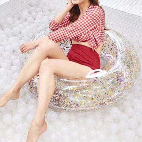Lifebuoy Inflatable Sequins Round Swimming Ring Glitters Buoy Circle Water Party SuppliesTransparent Super Transparent Material