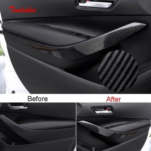 Tonlinker Interior Car Door Armrest Handle Cover Sticker For Toyota Corolla 2019-20 Car styling 2 PCS ABS Chrome Cover Stickers