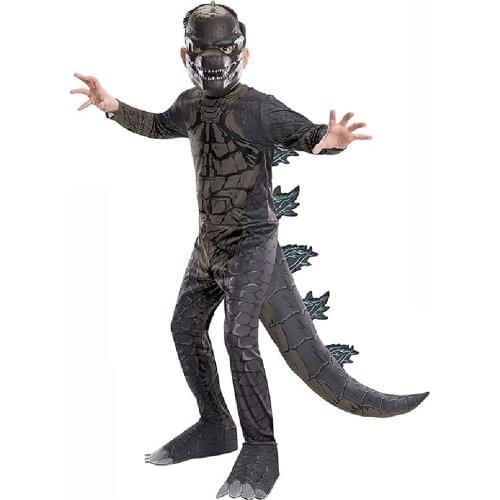 Terrible Children Boy Girl Kids Carnival Halloween Costume Cute Dinosaur Mutated Monster Cosplay Costumes with Tail Bodysuit