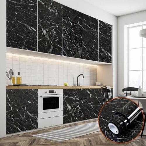 60CM Wide Waterproof Oil-proof Marble Self Adhesive Wallpaper Vinyl Film Wall Stickers Bathroom Kitchen Cupboard Home Decoration