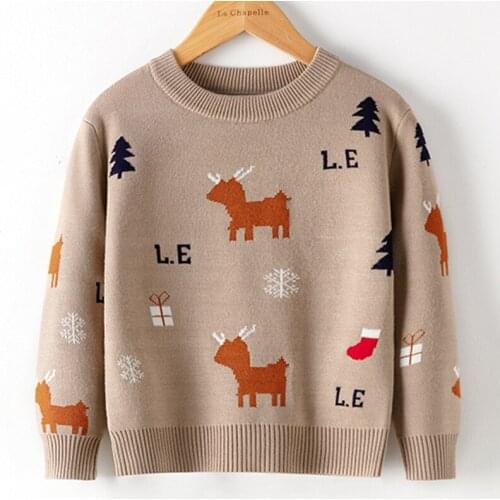 2-7Y Christmas Winter Baby Girls Boys Sweaters Woolly Jumper Coat Kids Knitting Pullovers Long Sleeve Knitwear Children Clothes