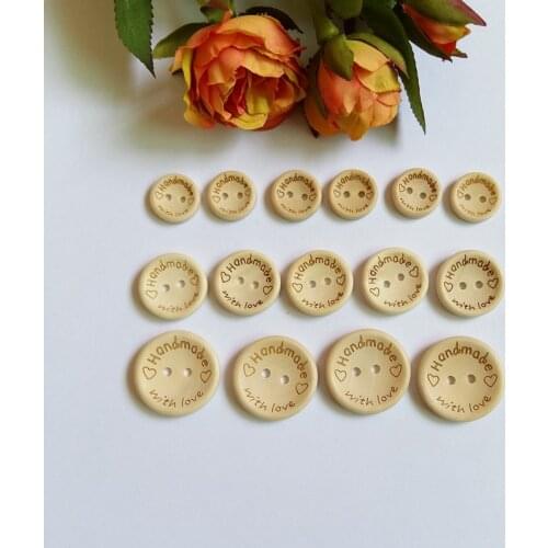 WBNNAS Mixed 3 Sizes Round Handmade Natural wood buttons 120pcs crafts and scrapbooking sewing accessories