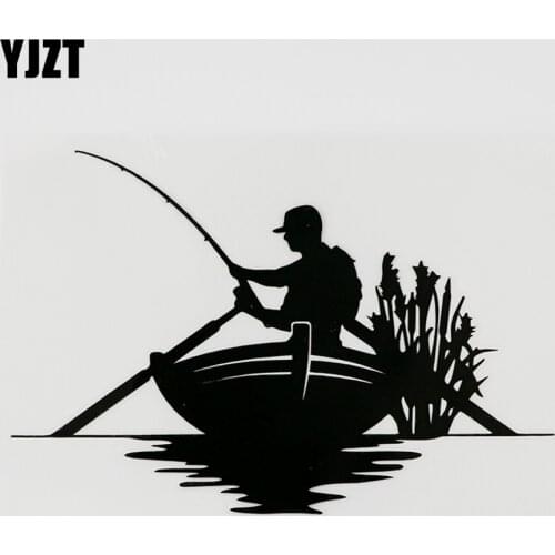YJZT 14.3CMX9.7CM Lovely Fish Club Fishing Hobby Vinyl Car Sticker Black/Silver 8A-0952