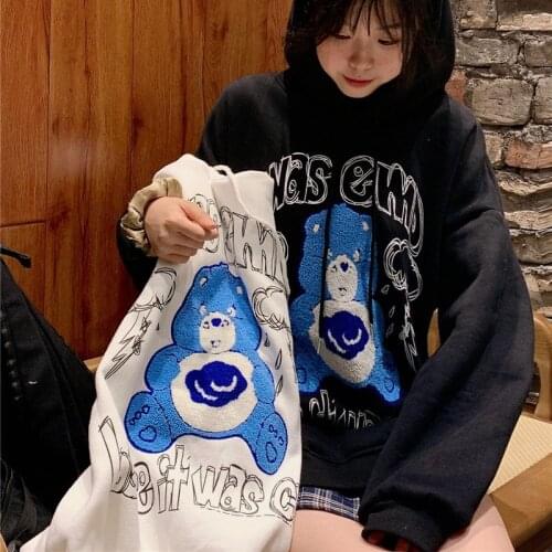 BIggorange 2021 female hooded cartoon bear loose Korean college students hooded sweater anime hoodie printed sweatshirt women
