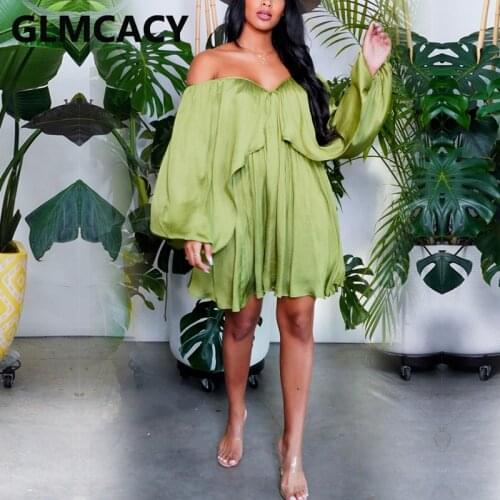 Women Off Shoulder Solid Casual Mini Dress