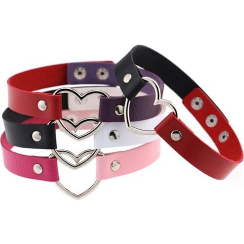 1PCS Punk Choker Creative Adjustable Heart Design Faux Leather Choker Party Choker Collares Key Jewelry Necklaces Accessories