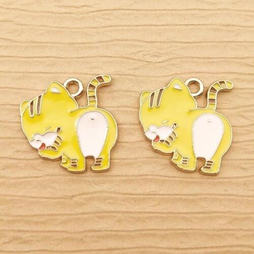 10pcs 18x19mm enamel tiger charm for jewelry making crafting fashion earring pendant bracelet charm necklace charms diy finding