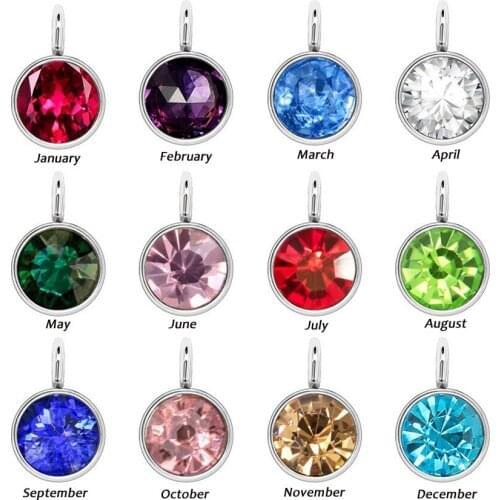 12pcs Wholesale Colorful Crystal Birthstone Charms 6 mm*9 mm Cz Rhinestone Birthstone for Diy Statement Necklace and Bracelet