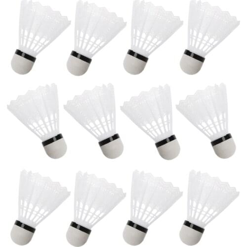 12Pcs White Badminton Plastic Shuttlecocks Indoor Outdoor Gym Sports Accessories