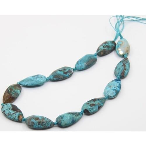 15.5"strand Natural Blue Ocean Jaspers Faceted Drop Slab Loose Beads,Raw Ocean Agates Slice Nugget Pendants Jewelry Making