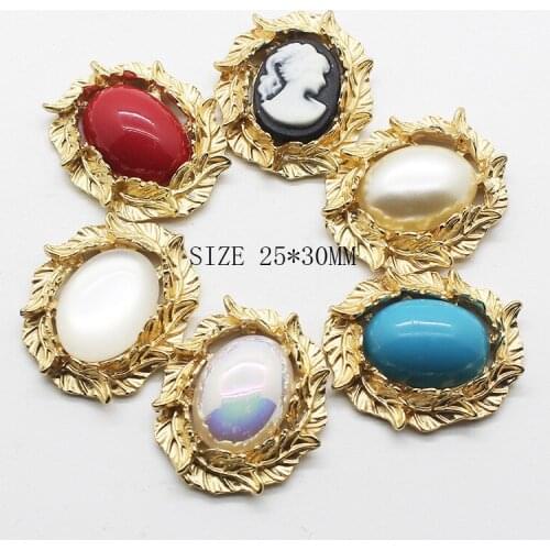 20Pcs 25x30mm Pearls Button Shiny Wedding Decoration Buttons Sewing Crystal Diy Hats Shoes Accessories