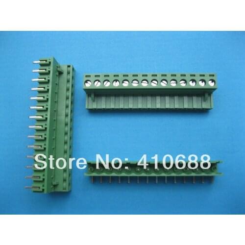 24 Pcs Angle 14 way/pin Pitch 5.08mm Screw Terminal Block Connector Pluggable Type Green 2EDCK-2EDCR-5.08