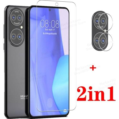 2in1 glass for HUAWEI P50 5G case full cover protective glass hauwei p50 p 50 50p 6.3'' smart phone tempered glass film cover
