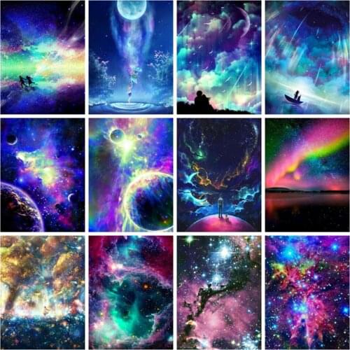 Huacan Diamond Painting Full Planet Fantasy Home Decor Embroidery Mosaic Starry Sky Night Rhinestone Pictures Diamond Art