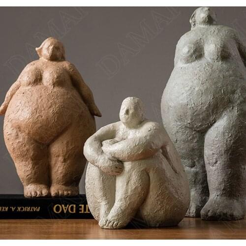 American Resin Statue Handmade Fat Woman Living Room Accessory Creativity Wine Cabinet Statues Home Decoration Modern Ornaments