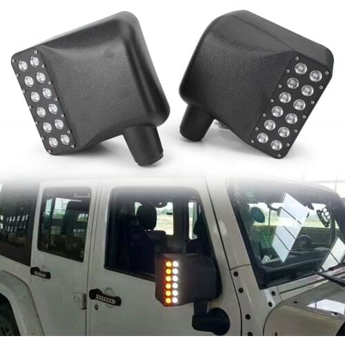 2pcs Car Single Row Side View Led Mirrors Housing with Turn Signal For Jeep Wrangler JK 2007-2017 Auto Accessories