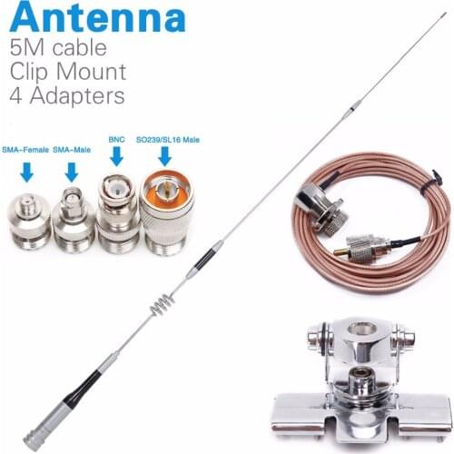 Diamond SG-7200 Dual Band Antenna+Clip Mnout +SMA-F/SMA-M/BNC/SL16 4 Adapters for Baofeng UV-5R UV-82 Walkie Talkie Mobile Radio
