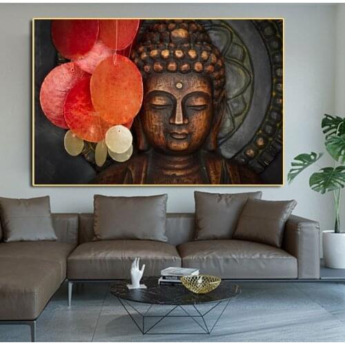 One Piece Modern Home Decor Wall Art Pictures For Living Room Golden Buddha Statue Canvas Oil Painting Bedroom Fashion Posters
