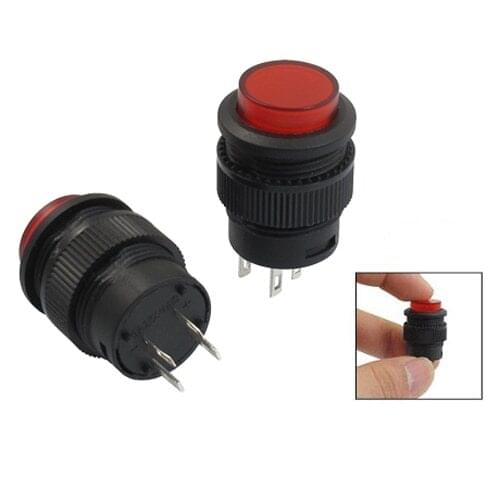 CNIM Hot 2 Pcs 4 Terminals Red LED Lamp Momentary Push Button Switch DC 3V