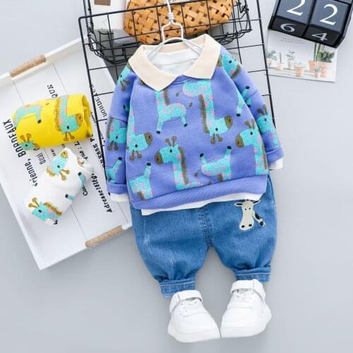 Children Spring Girls Casual Tracksuit Infant Cotton Clothing Set Baby Boys Clothes Set Kids Cartoon T-Shirt Pants 2Pcs/Sets