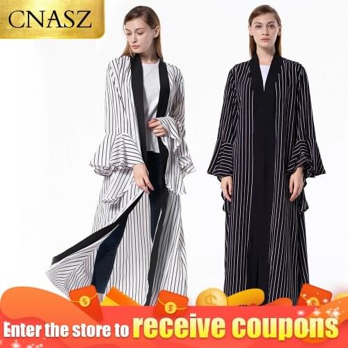 Dubai abaya islamic clothing long muslim stripe kaftan hijab dress for arab women tunics caftan marocain