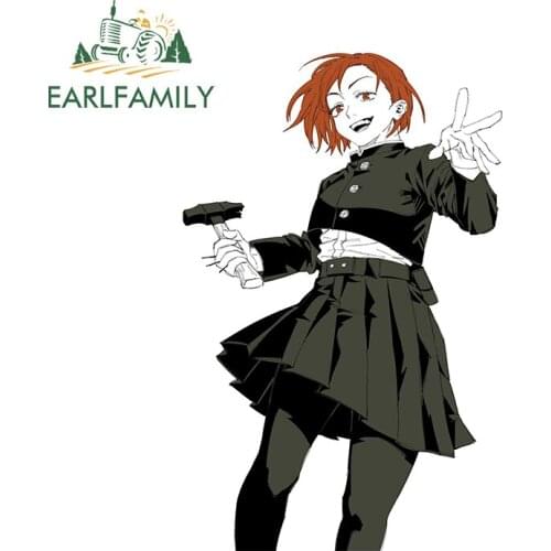 EARLFAMILY 13cm x 8.6cm for Jujutsu Kaisen Kugisaki Nobara Vinyl Car Sticker Trunk Surfboard Decal Waterproof Car Door Protector