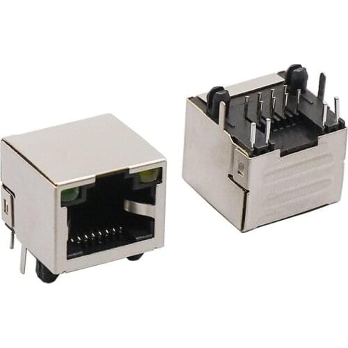 10PCS RJ45 Network Ethernet FEMALE SOCKET with Light RIGHT ANGLE 56 8P8C Female Jack Connector