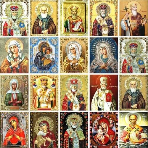 Huacan 5D DIY Diamond Painting Icons Full Square/Round Diamonds Embroidery Religion Art Kits Decorations Home
