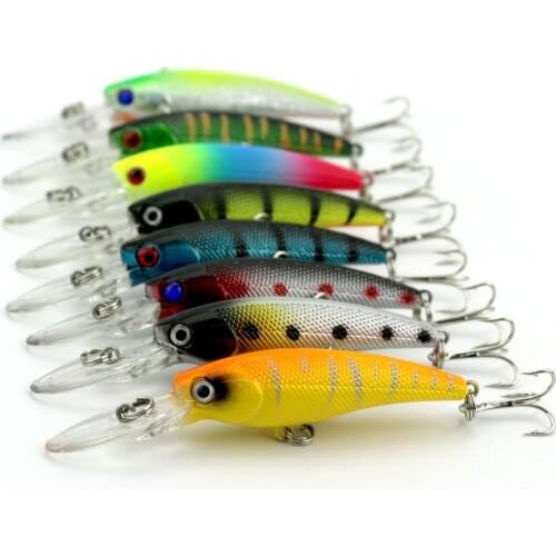 HENGJIA 8pcs Isca Artificial Fishing Lure 9CM 8.3G 3D Eyes Hard Wobblers Fishing Bait Pesca Fishing Tackle