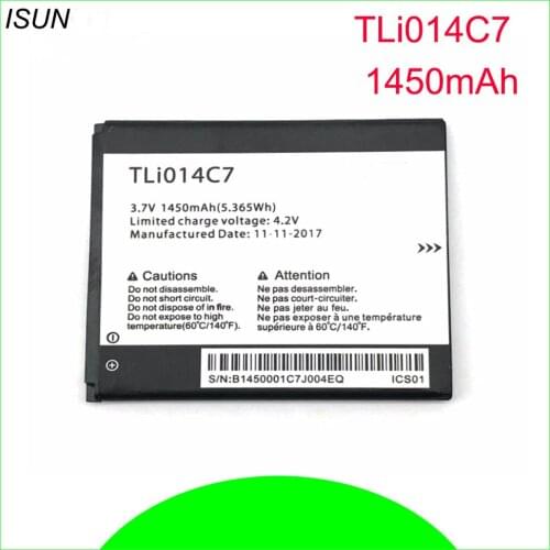 ISUNOO 10pcs/lot 1450mAh TLi014C7 Phone battery For Alcatel OneTouch Pixi First 4024D 4.0" Mobile Phone