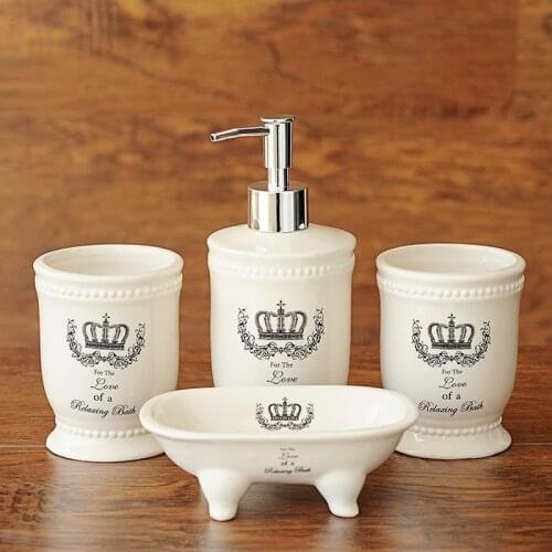 Ceramic Crown Bathroom Accessories Covered 4 Times The British Style Of Home Decoration Product That Defend Bath Set Gift