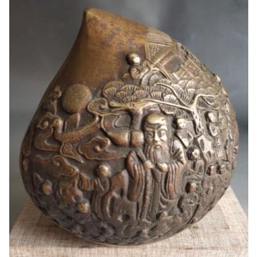 China brass hundred child Send blessings peach crafts statue